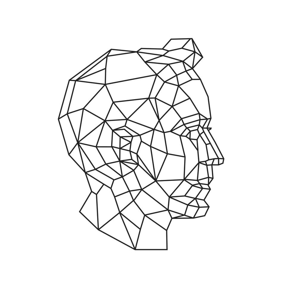 Low poly illustration of a man's head. Vector. Outline drawing. Retro style. Background, symbol, emblem for the interior. Business metaphor. vector