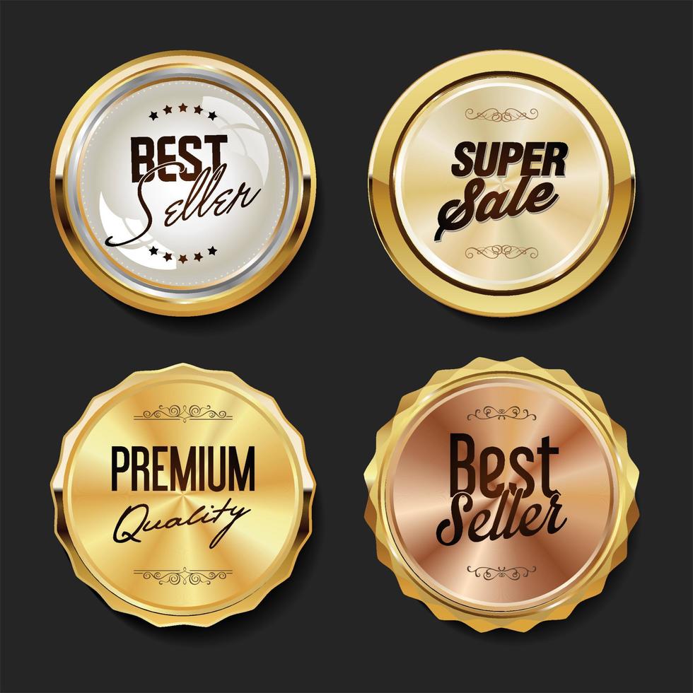 Luxury premium sale golden badges and labels collection vector