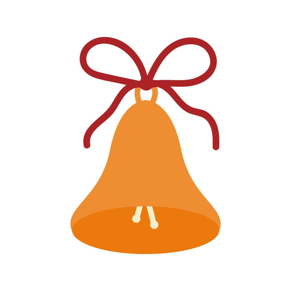 Christmas yellow bell with a red ribbon. vector