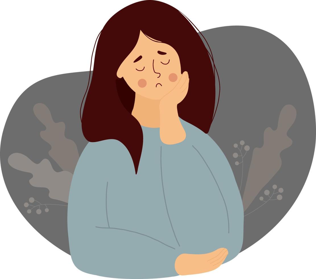 chica solitaria está triste y llorando. ilustración vectorial. personaje femenino por concepto de vacaciones tristes y soledad, emoción y depresión vector