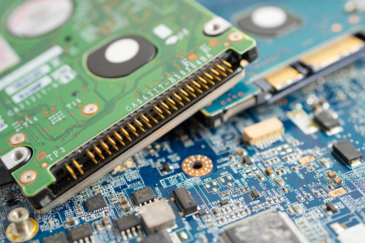 micro circuit main board computer electronic technology, hardware, mobile phone, upgrade, cleaning concept. photo