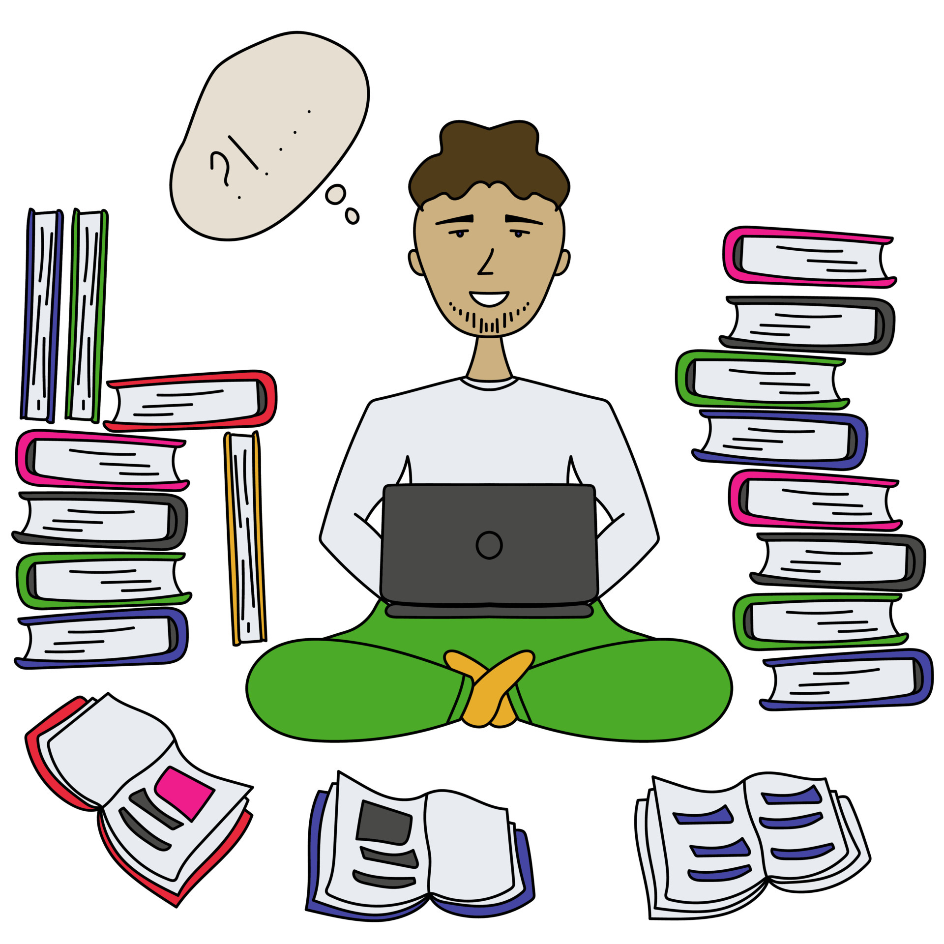 person studying cartoon