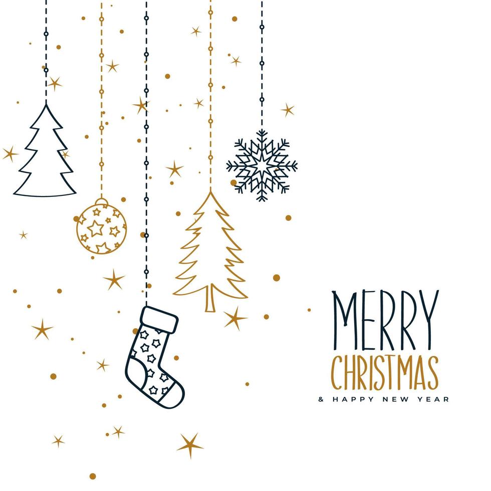 feliz navidad tarjeta de felicitación con elementos decorativos vector