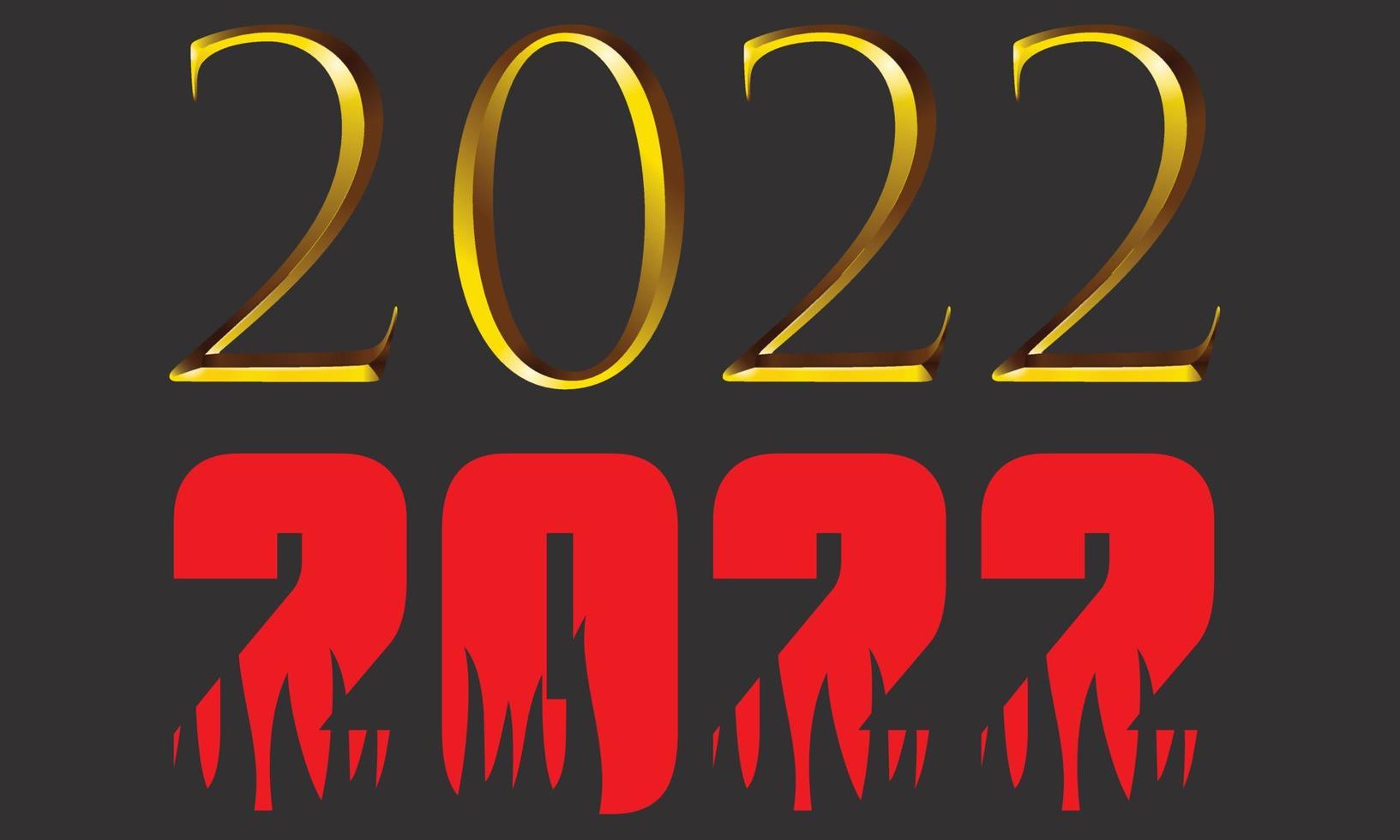 Hot fire Golden text effect  New Year 2022 design vector