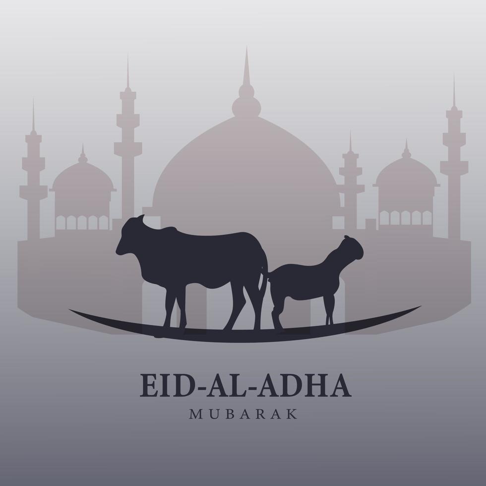 Vector illustration Happy Eid Al Adha Mubarak With Gradient Background Design Template and mosque