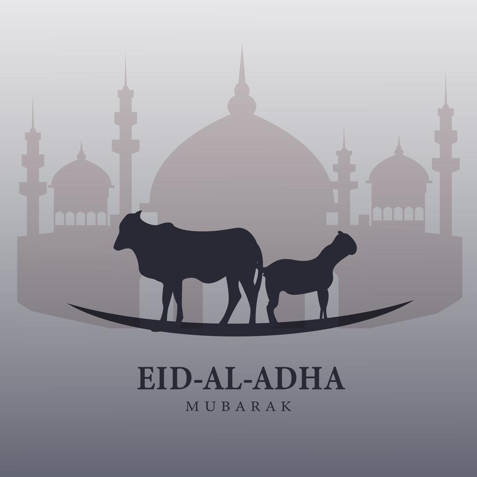 ilustración vectorial feliz eid al adha mubarak con plantilla de diseño de fondo degradado y mezquita vector