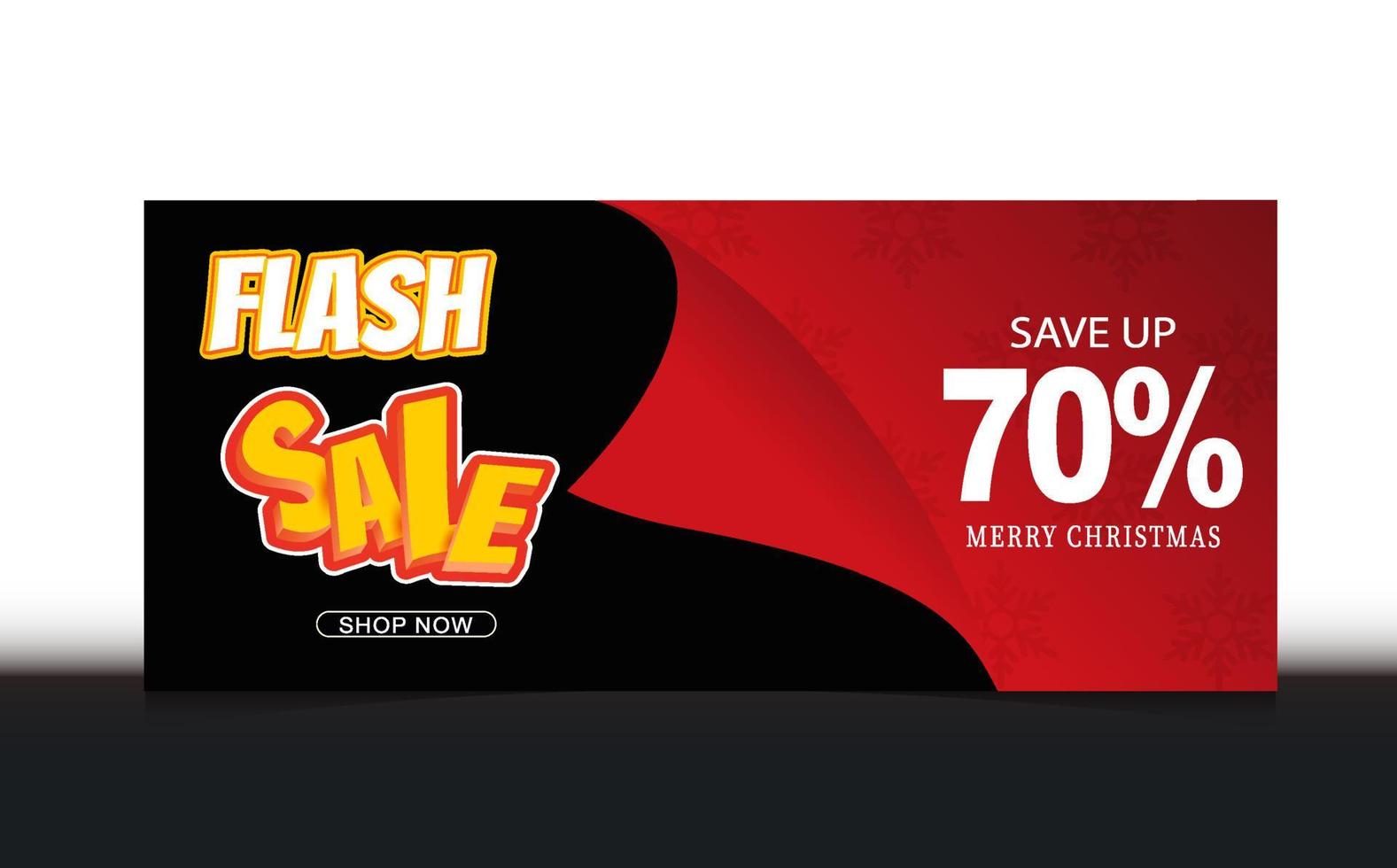 happy christmas, flash sale banner with red page vector