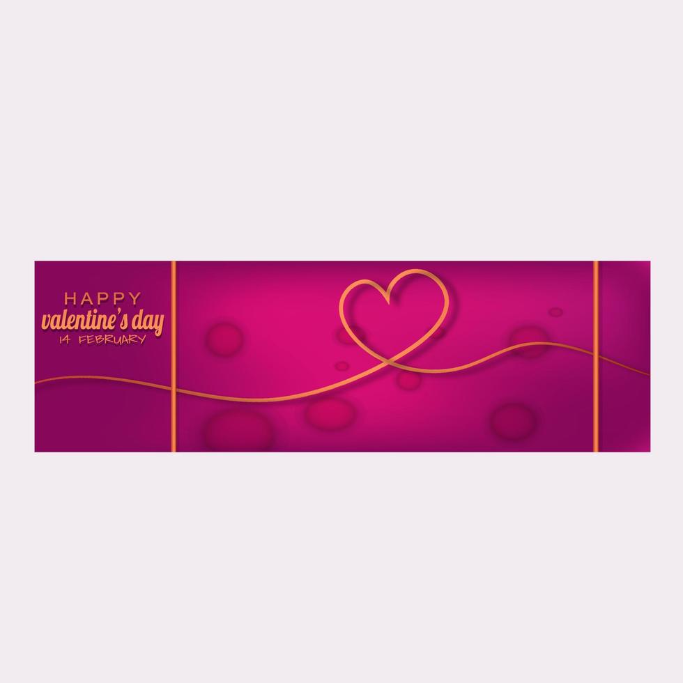 Valentine's Day with heart line art, simple banner design. vector