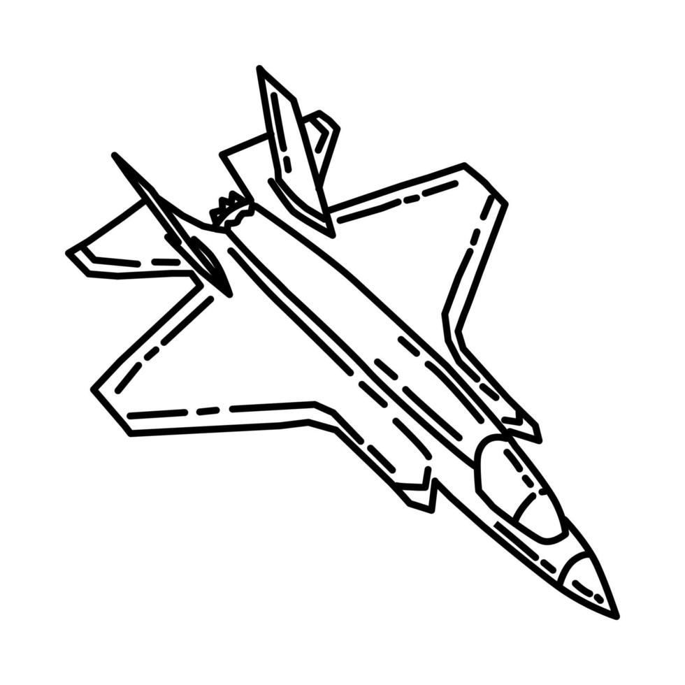 icono de avión de combate marino. Doodle dibujado a mano o estilo de icono de contorno vector