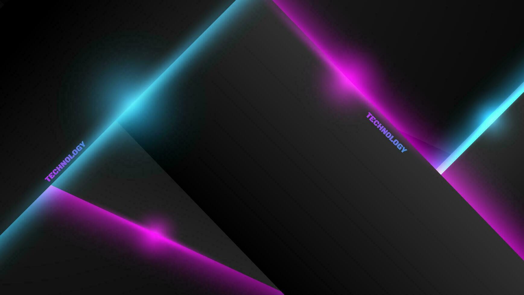 Fondo abstracto de metal negro con luz de neón azul y rosa vector