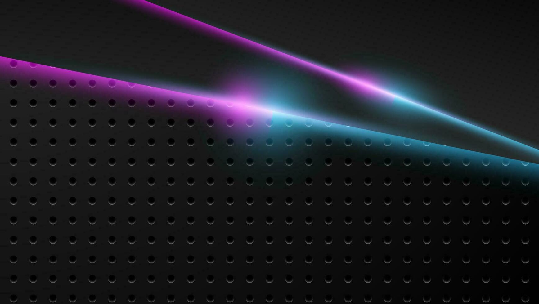 abstract black metal background with blue and pink neon light vector