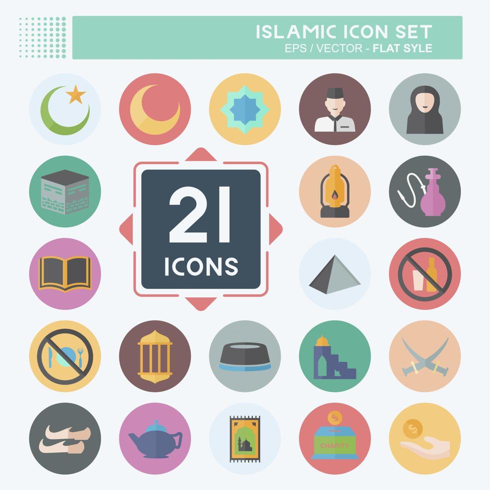 Icon Set Islamic - Flat Style - Simple illustration vector