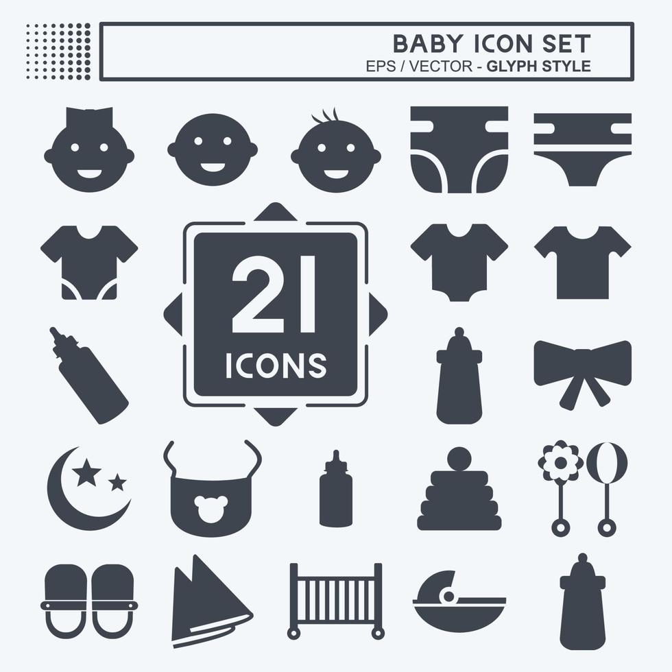 Icon Set Baby - Glyph Style - Simple illustration vector