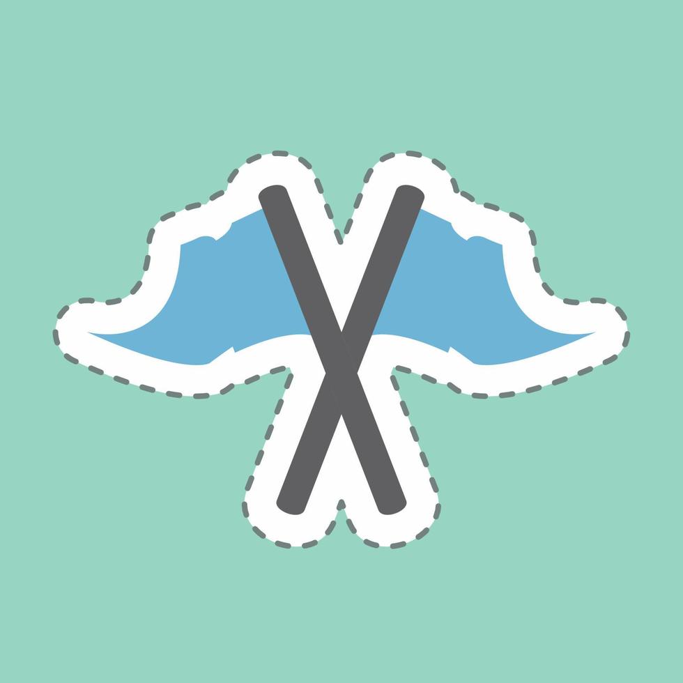 Sticker Flags 1 - Line Cut - Simple illustration,Editable stroke vector