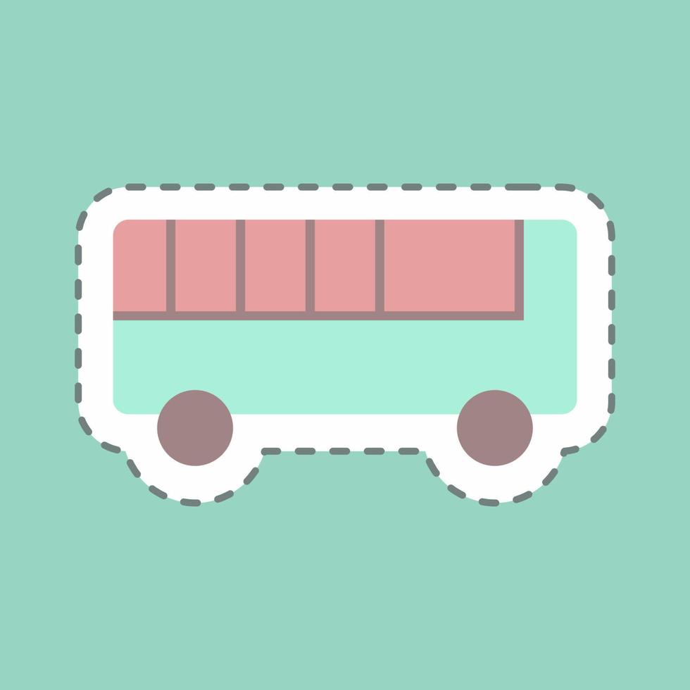 Pegatina de corte de línea de autobús de juguete - ilustración simple vector