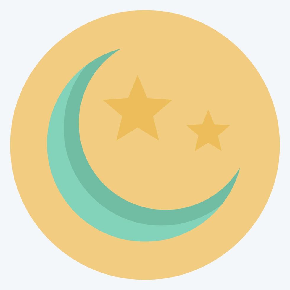 icono de la luna y las estrellas - estilo plano - ilustración simple vector