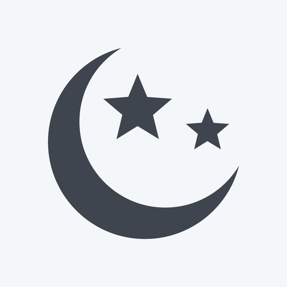 Icon Moon and Stars - Glyph Style - Simple illustration vector