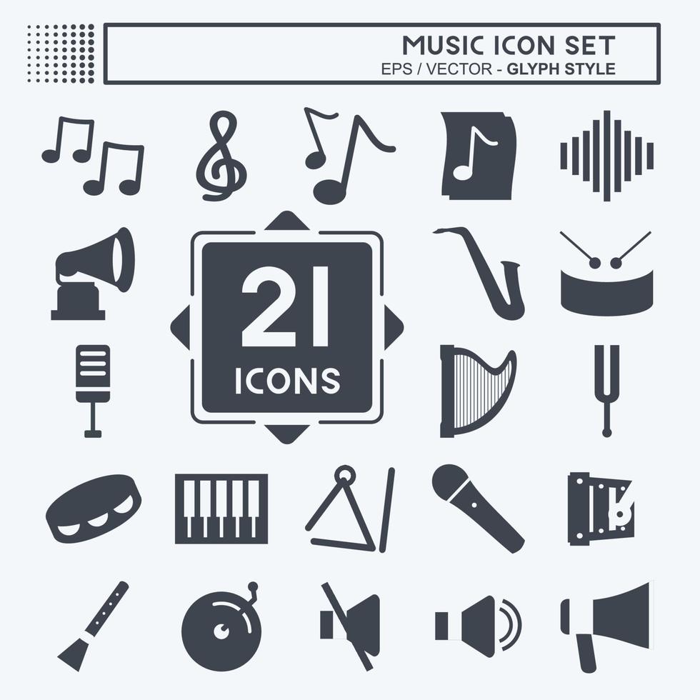 conjunto de iconos de música - estilo de glifo - ilustración simple, buena para impresiones, anuncios, etc. vector