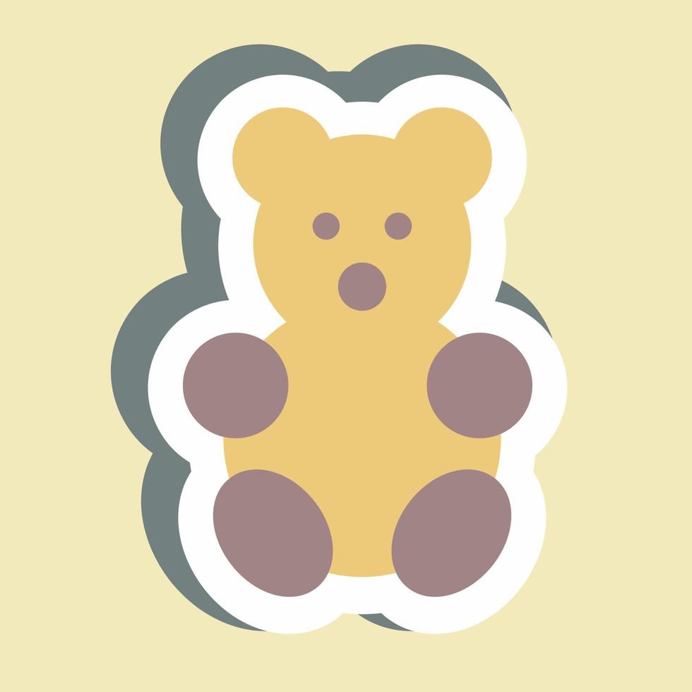 Sticker Stuffed Bear - Simple illustration vector