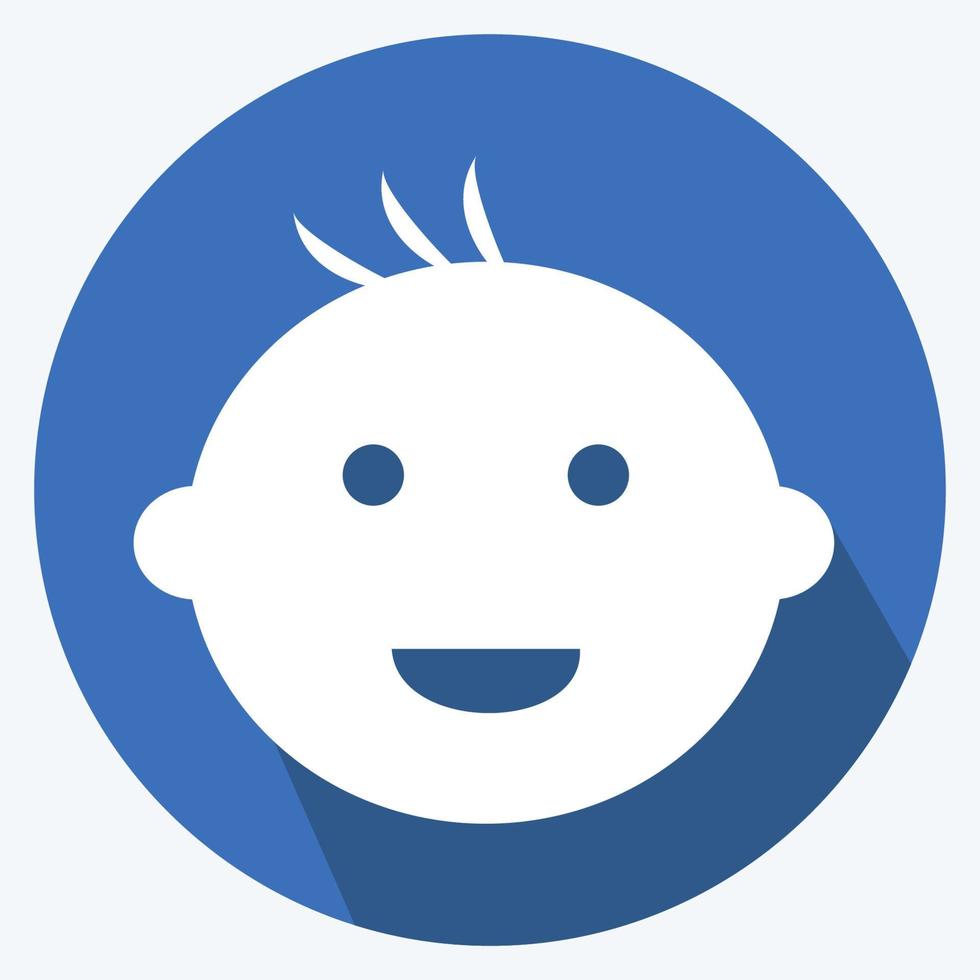 Icon Smiling Baby - Long Shadow Style - Simple illustration vector