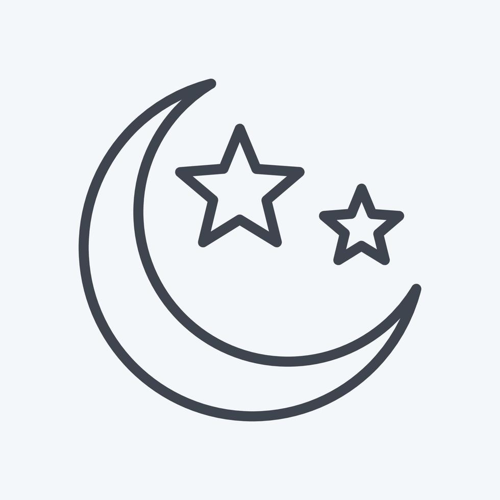 Icon Moon and Stars - Line Style - Simple illustration vector