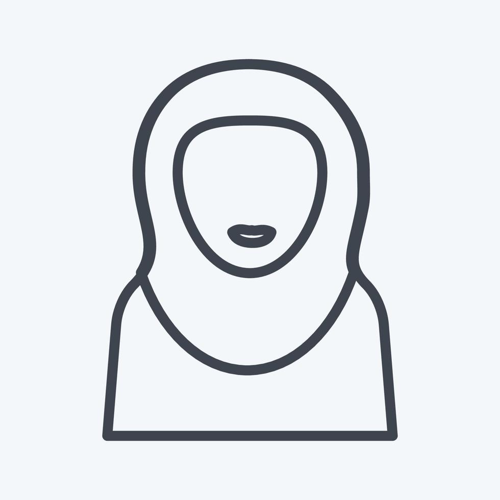 Icon Islamic Woman - Line Style - Simple illustration vector