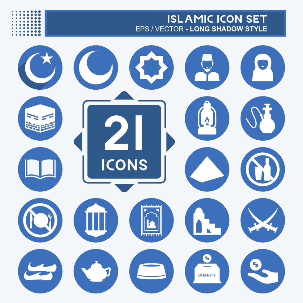 Icon Set Islamic - Long Shadow Style - Simple illustration vector