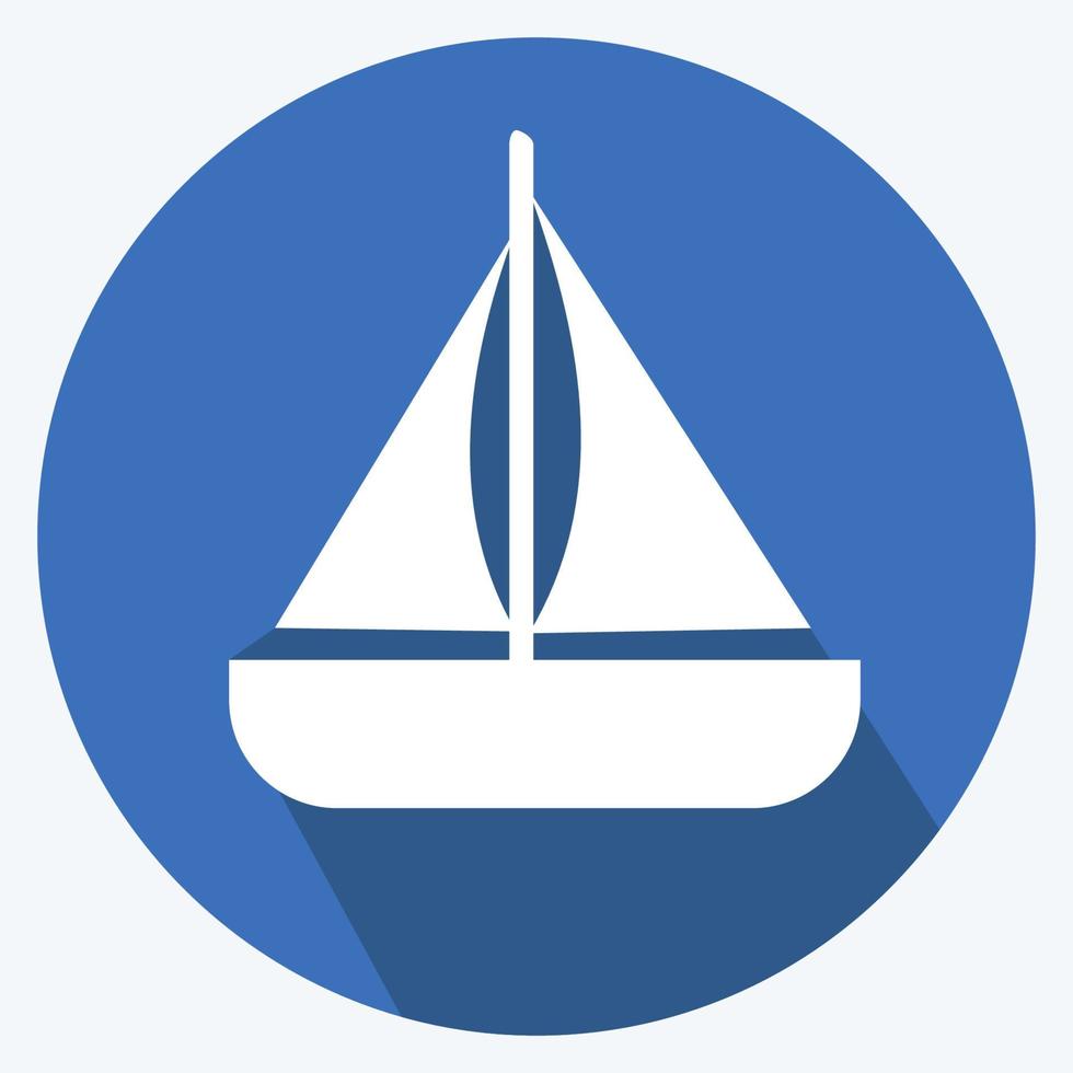 Icono de barco de juguete - estilo de sombra larga - ilustración simple vector