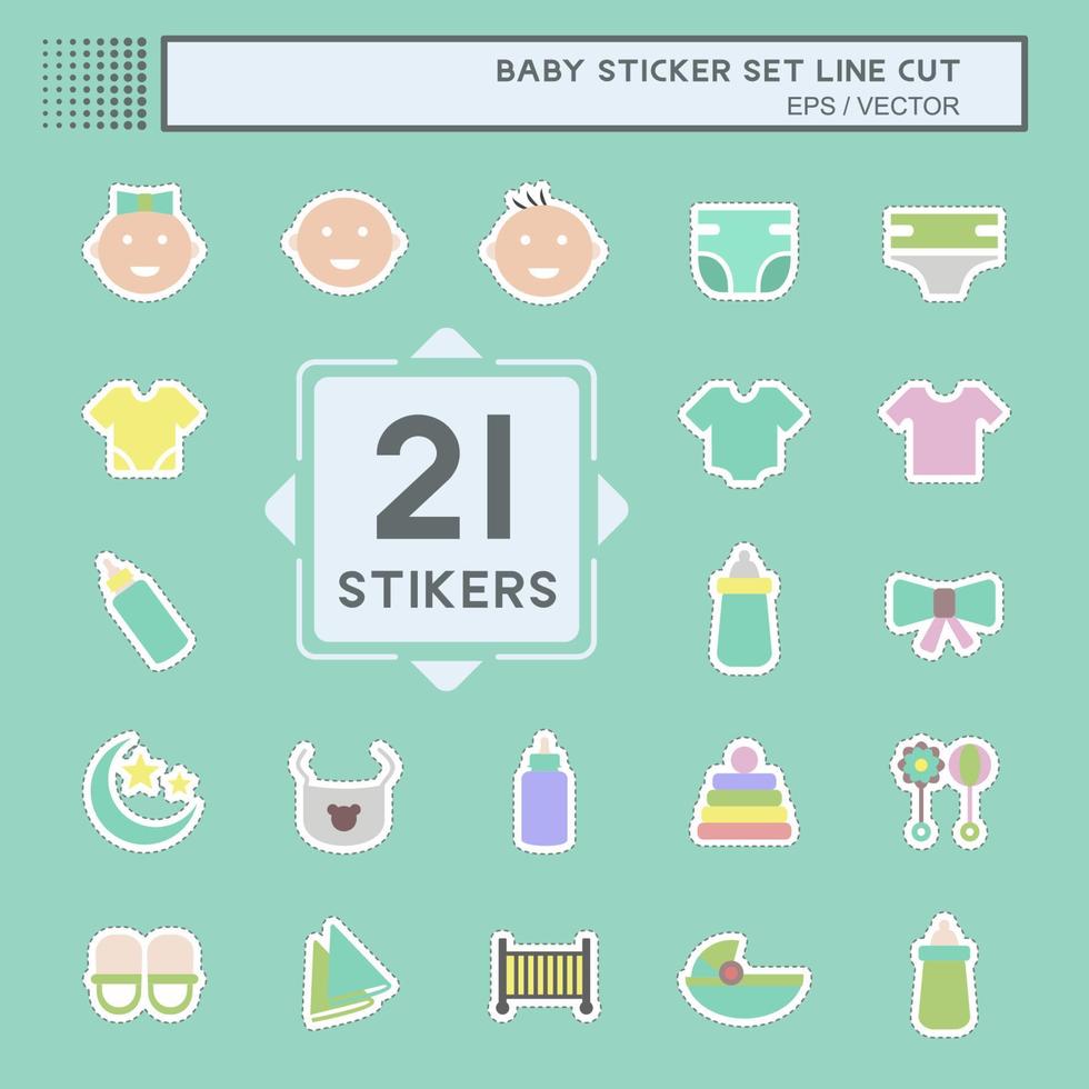 Sticker Set Baby, Line Cut - Simple illustration vector