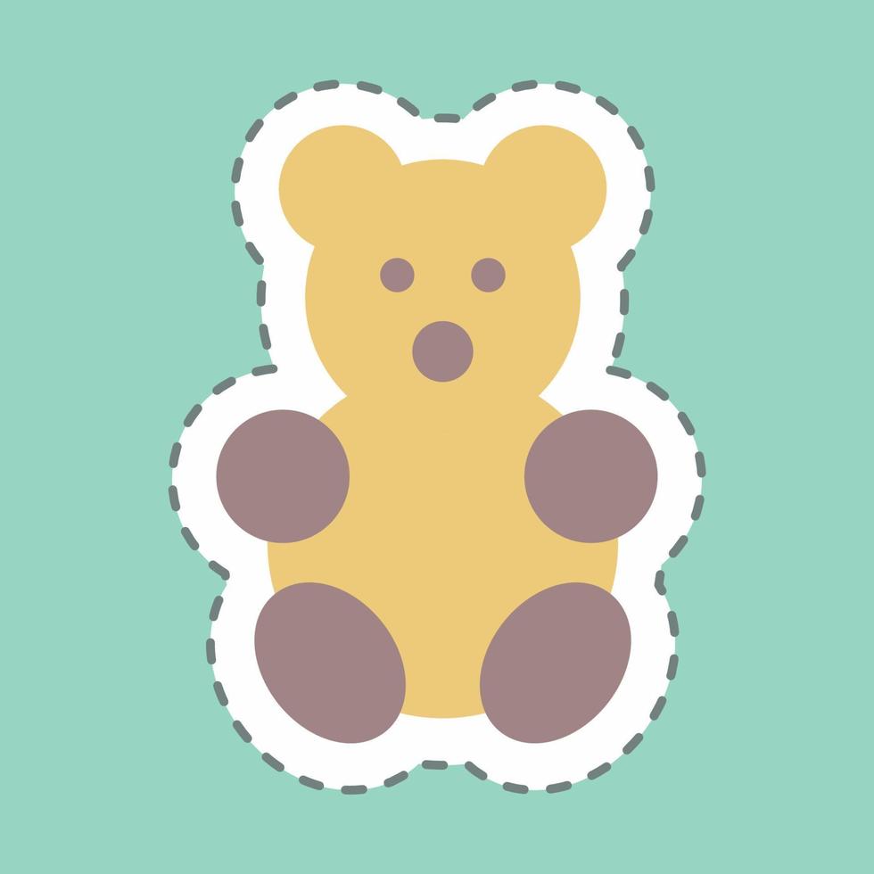 Sticker Stuffed Bear Line Cut - Simple illustration vector