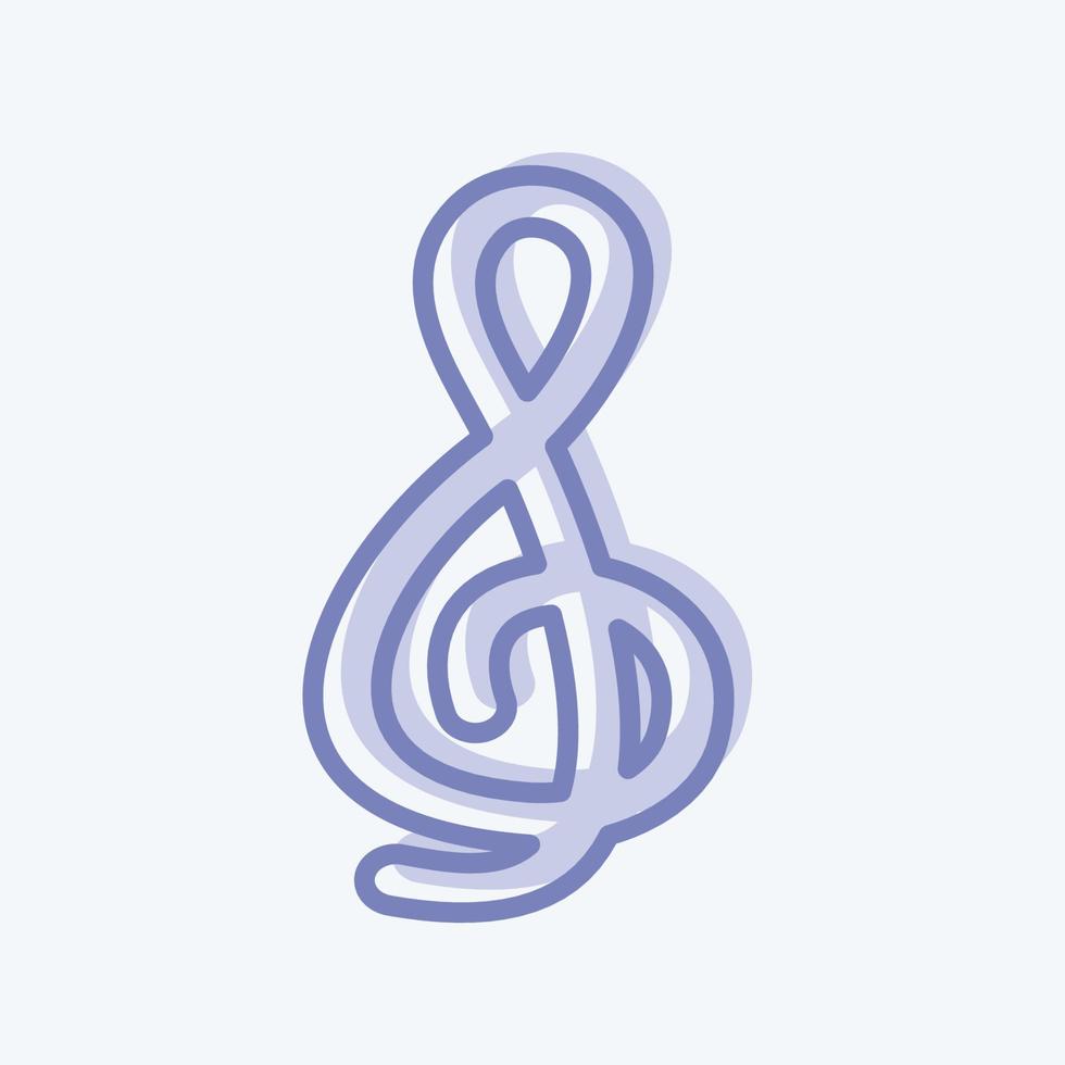 Icon Treble Clef - Two Tone Style - Simple illustration, Good for Prints , Announcements, Etc vector