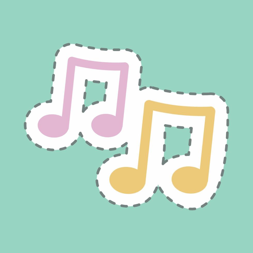 notas musicales adhesivas, corte de línea: ilustración simple, buena para impresiones, anuncios, etc. vector