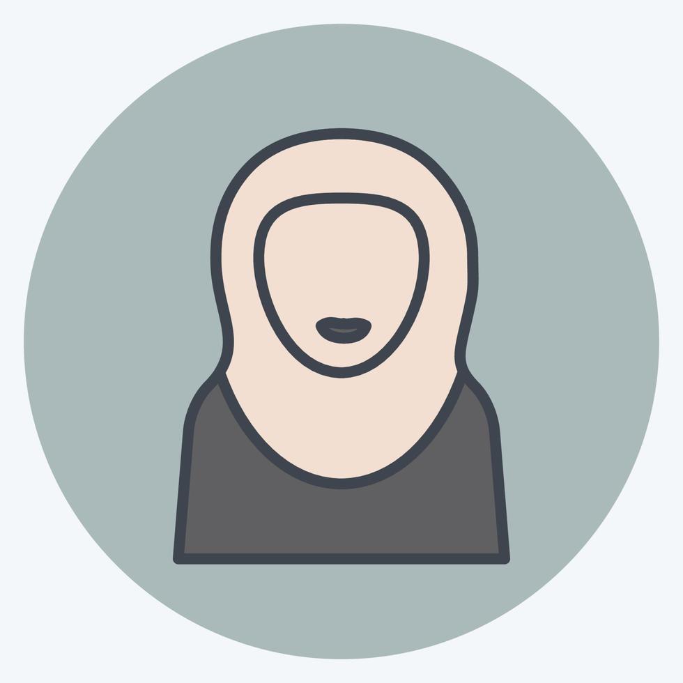 icono de mujer islámica - estilo mate de color - ilustración simple vector