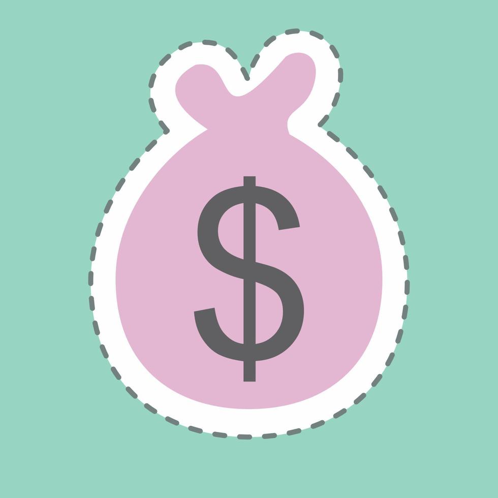 Sticker Money Bag, Line Cut - Simple illustration, Good for Prints , Announcements, Etc vector