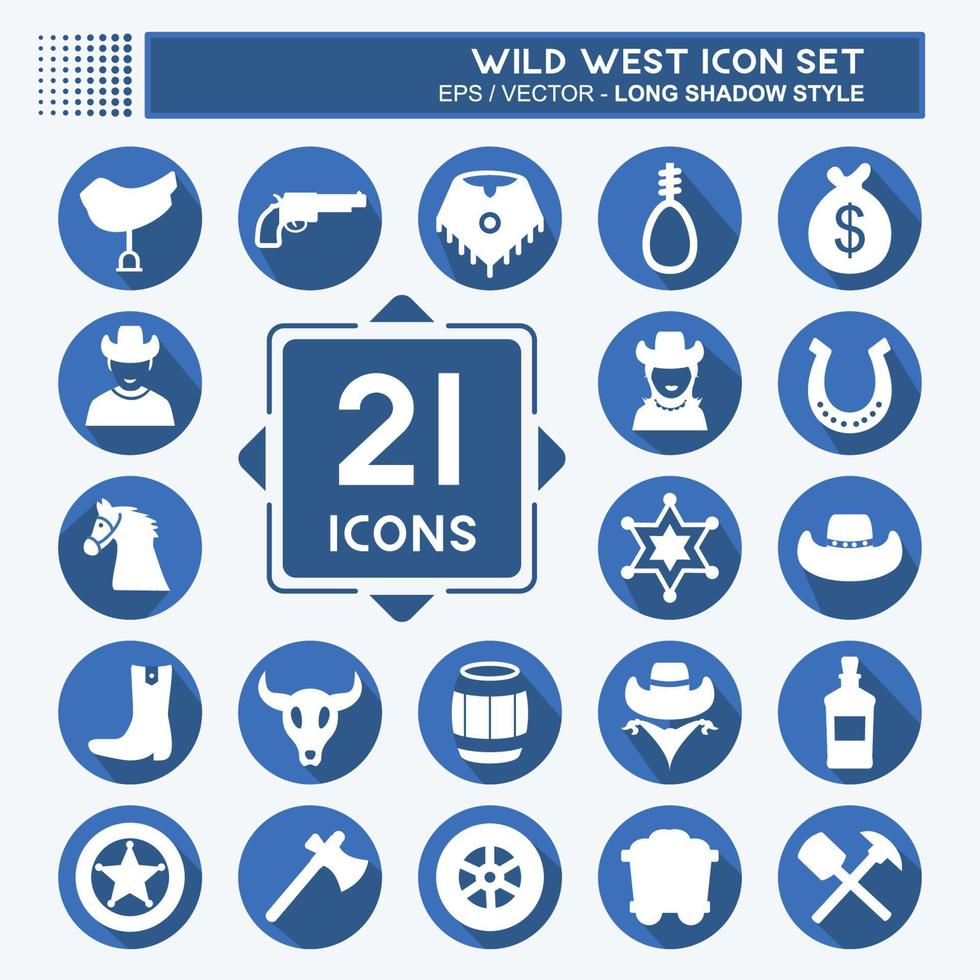Icon Set Wild West - Long Shadow Style - Simple illustration, Good for Prints , Announcements, Etc vector