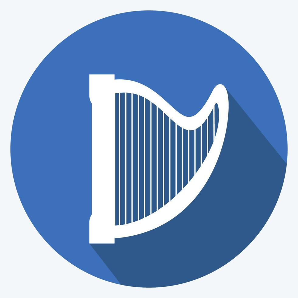 Icon Harp - Long Shadow Style - Simple illustration, Good for Prints , Announcements, Etc vector