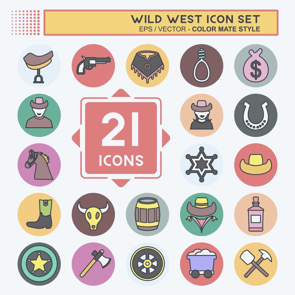 Icon Set Wild West - Color Mate Style - Simple illustration, Good for Prints , Announcements, Etc vector