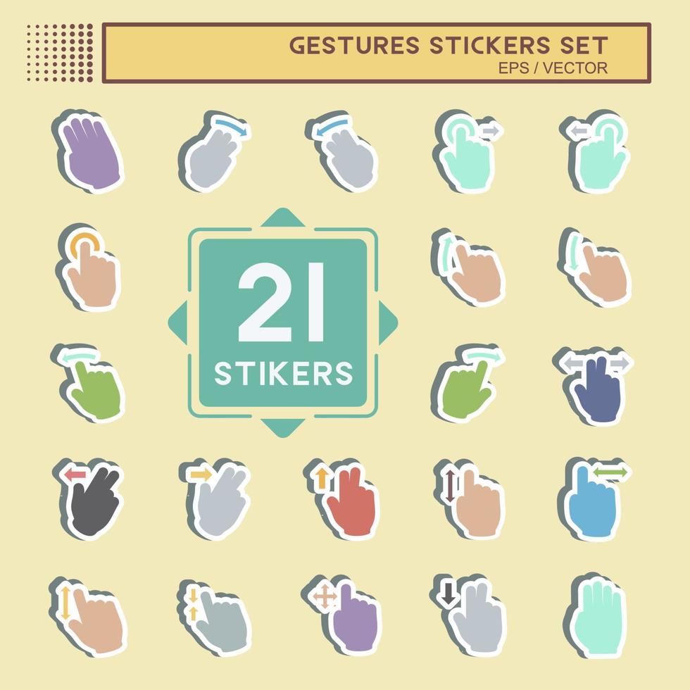 Set  Sticker Gestures - Simple illustration,Editable stroke vector