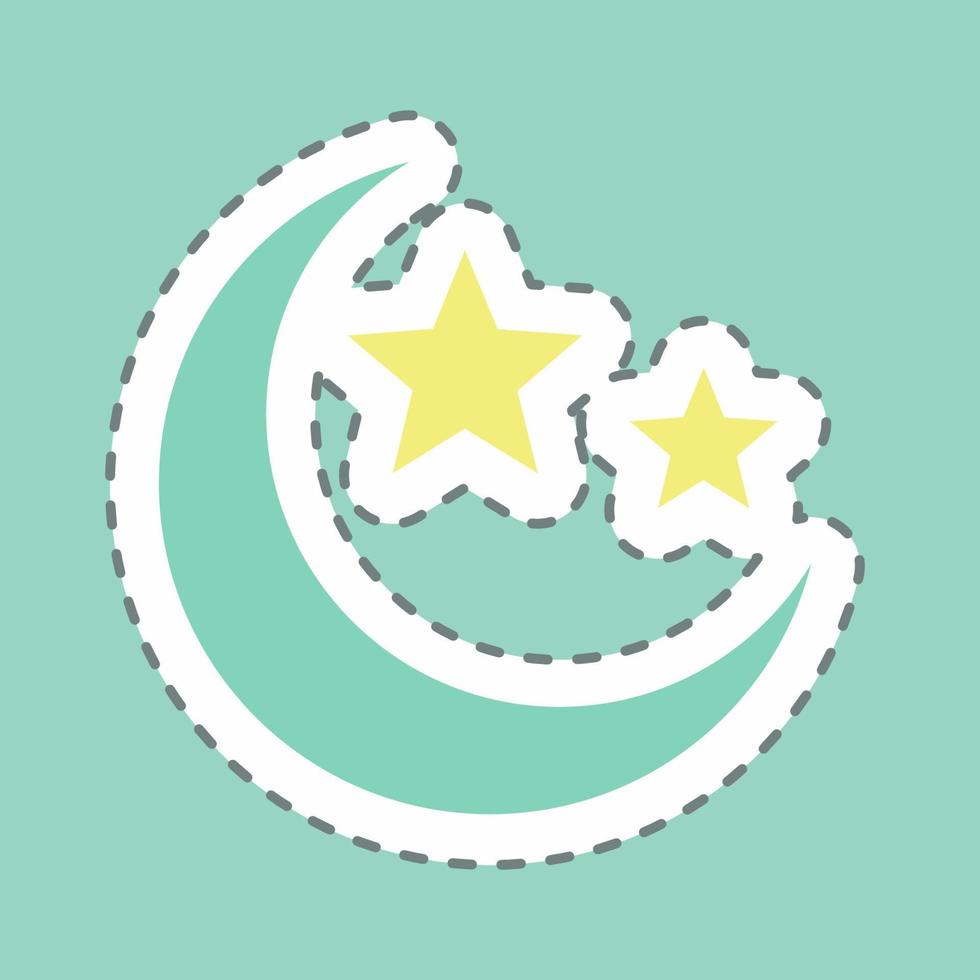 Sticker Moon and Stars, Line Cut - Simple illustration vector