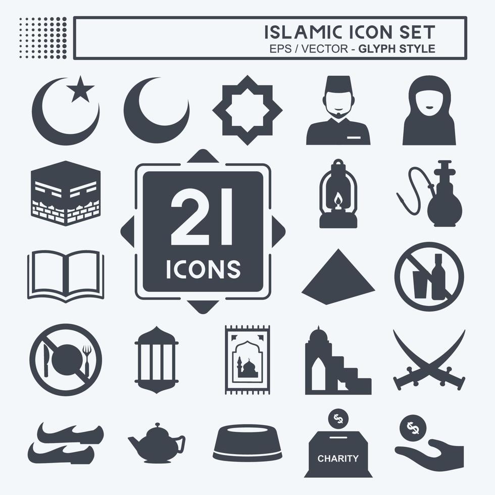 Icon Set Islamic - Glyph Style - Simple illustration vector