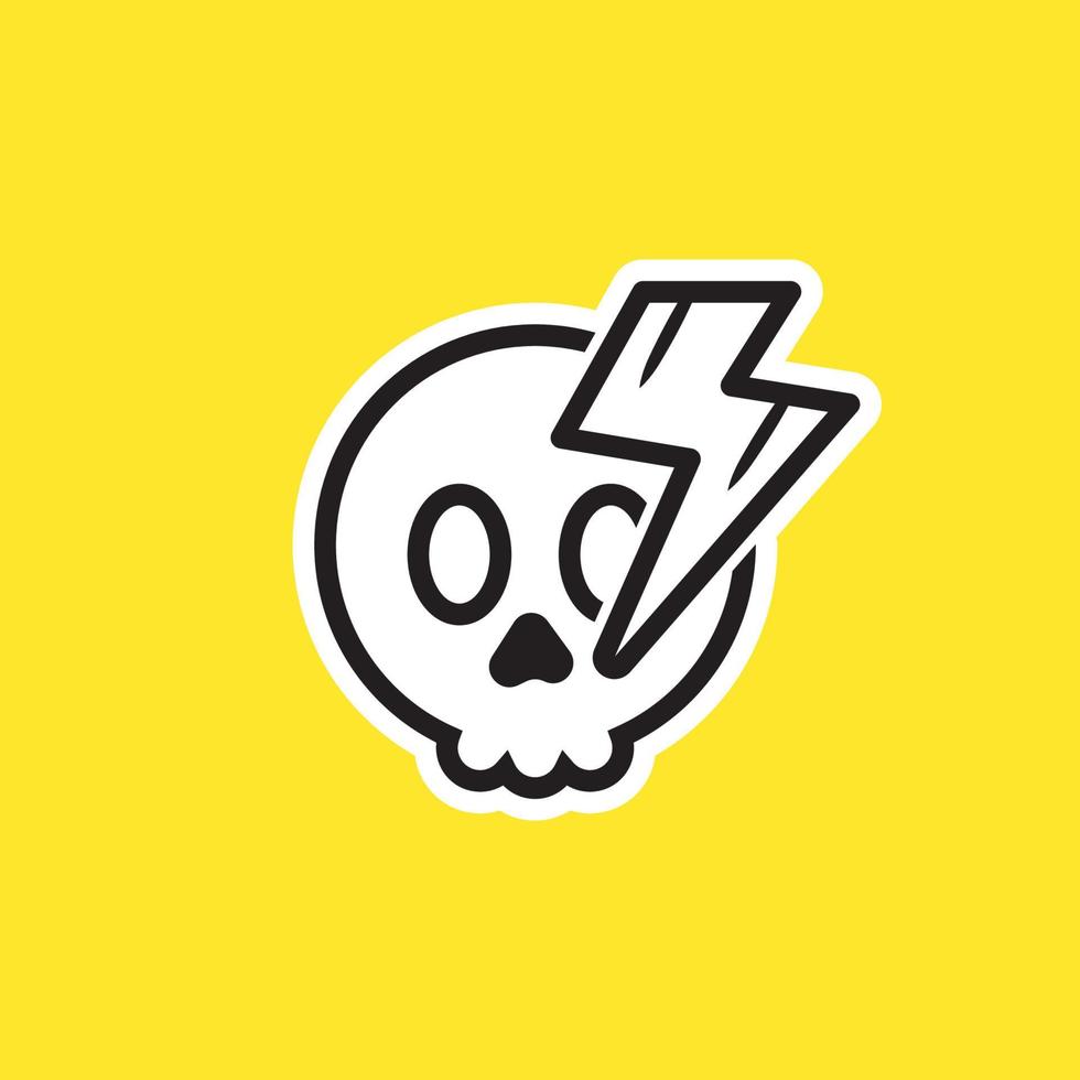 skull and electricity illustration flat,sticker style simple vector