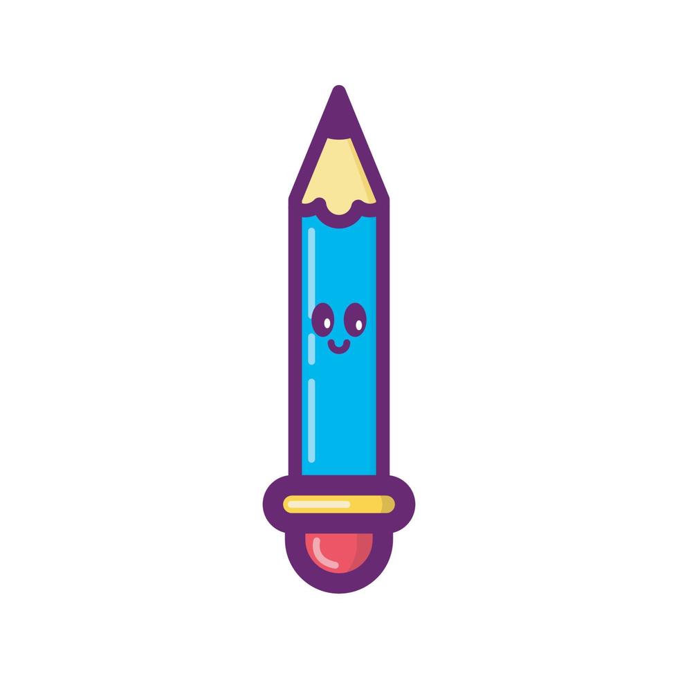 cute pencil colorful cartoon vector illustration,flat line art design