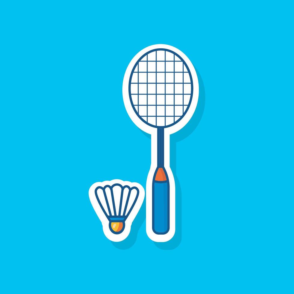 racket and shuttlecock style sticker vector illustration,sports equipment design