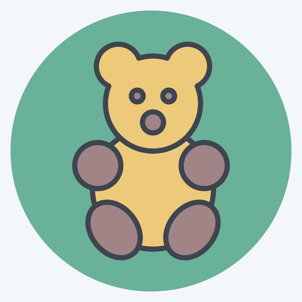 icono de oso de peluche - estilo mate de color - ilustración simple vector