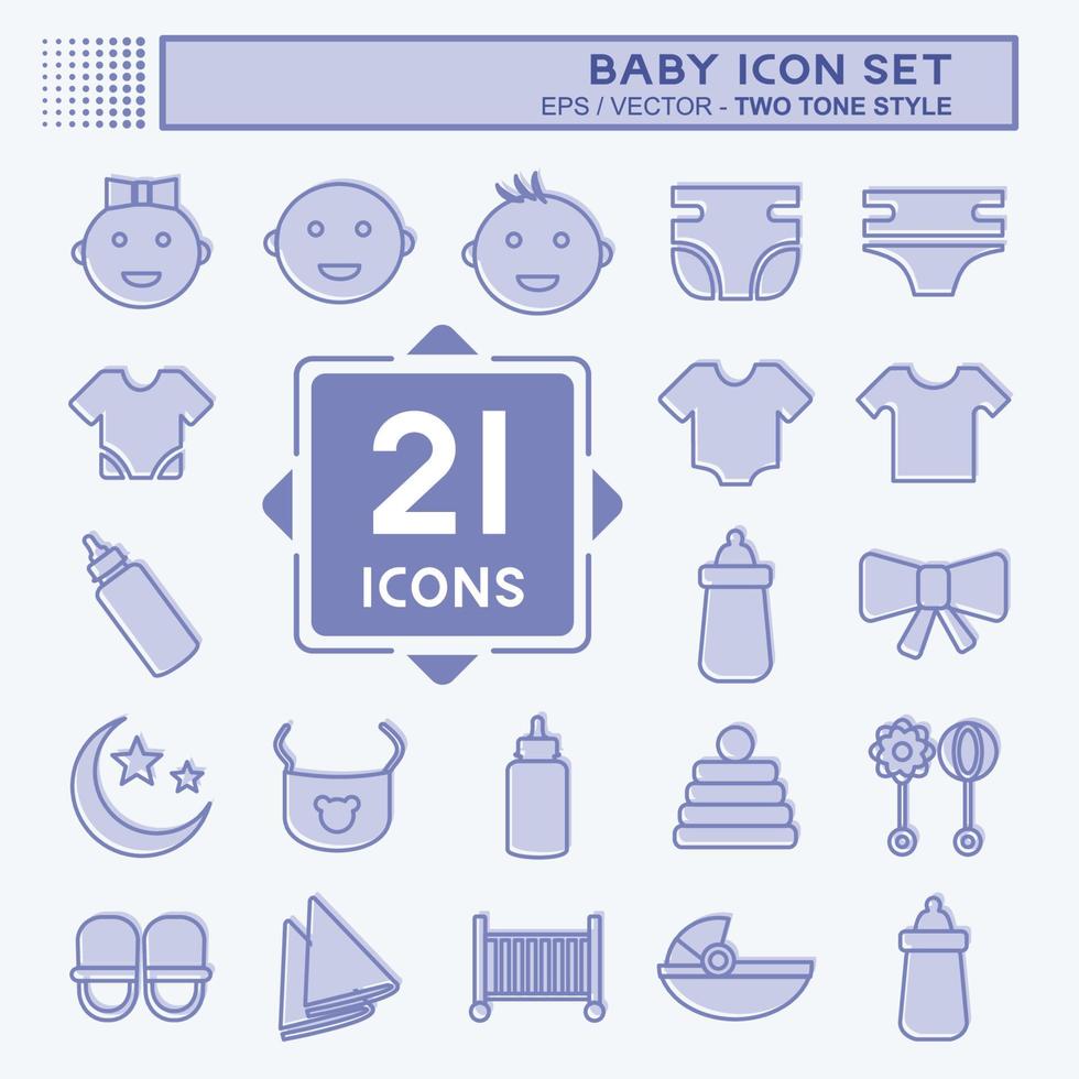 conjunto de iconos bebé - estilo de dos tonos - ilustración simple vector