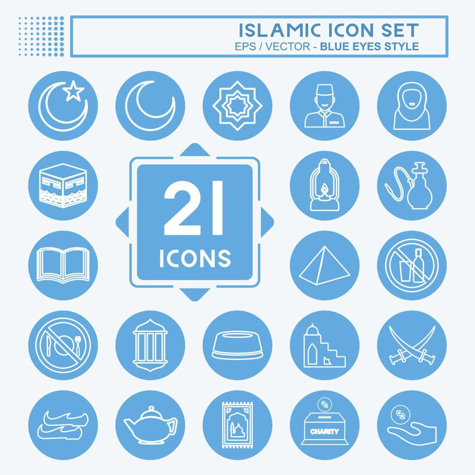 Icon Set Islamic - Blue Eyes Style - Simple illustration vector