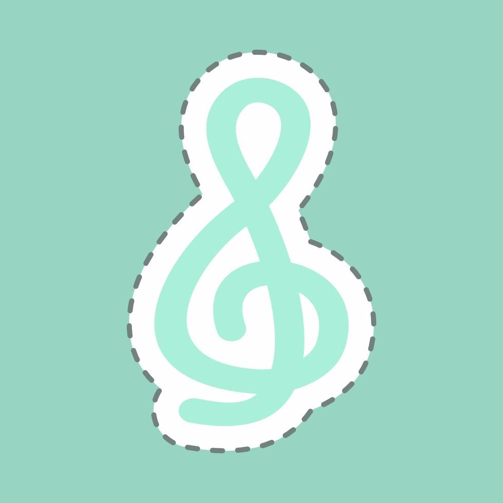 Sticker Treble Clef, Line Cut - Simple illustration, Good for Prints , Announcements, Etc vector