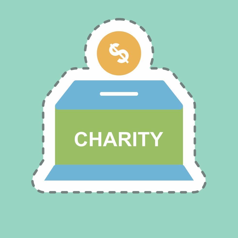 Sticker Charity Box - Line Cut - Simple illustration vector