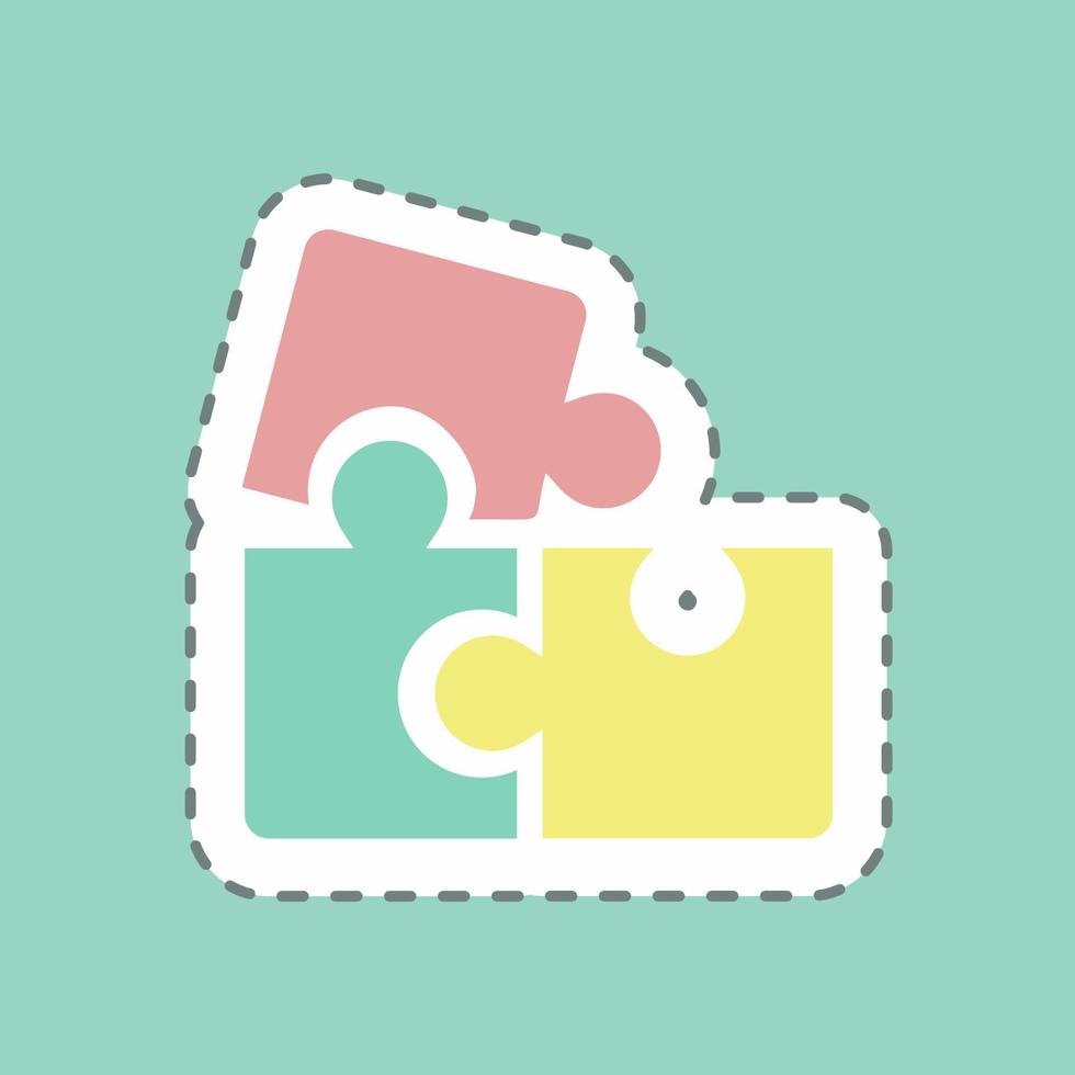 Sticker Puzzle Game Line Cut - Simple illustration vector