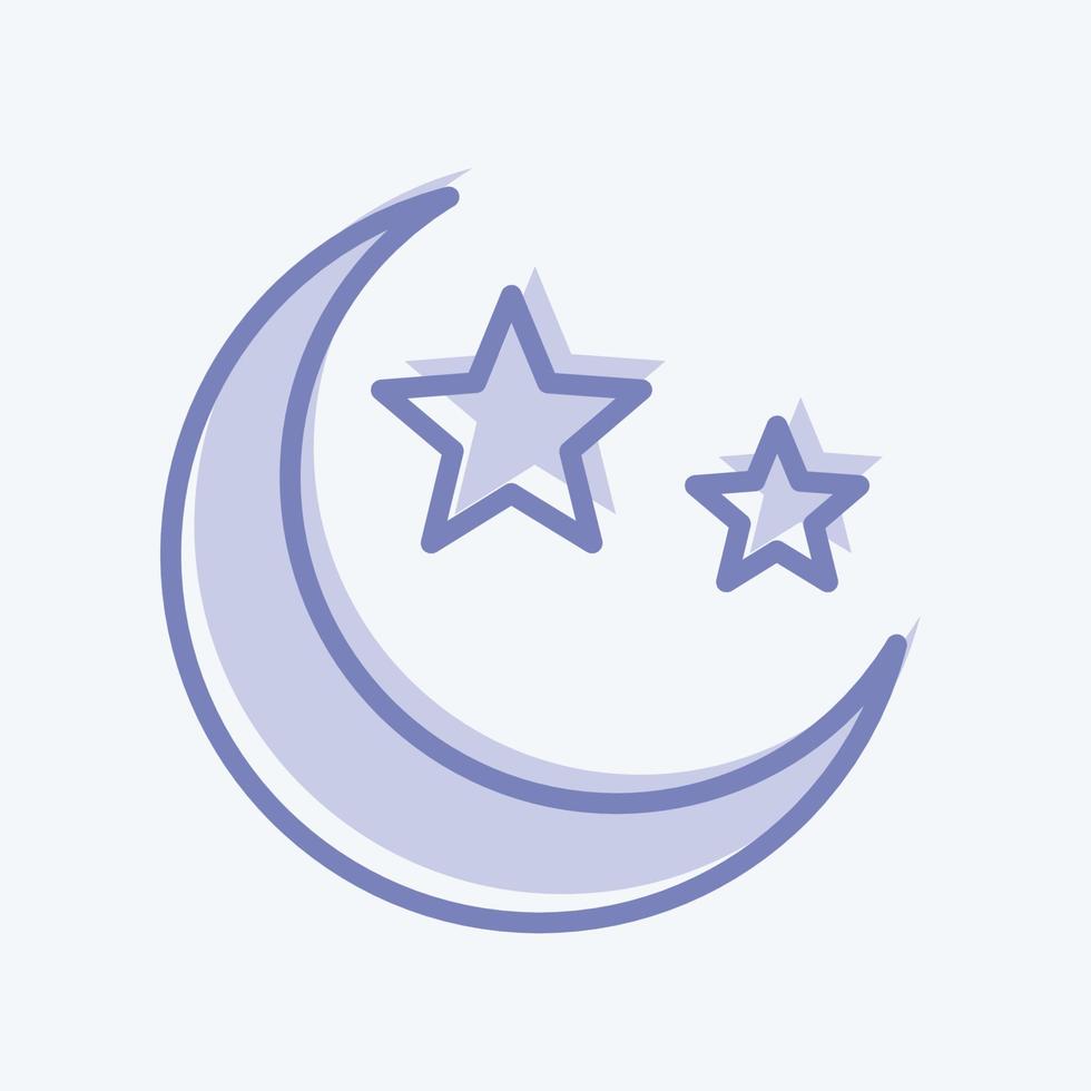 icono de luna y estrellas - estilo de dos tonos - ilustración simple vector